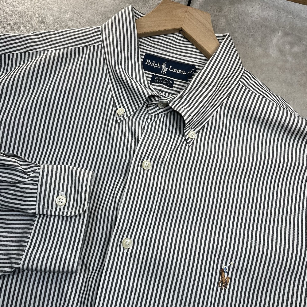 Ralph Lauren Yarmouth Shirt Men's Long Sleeve Button Down Size 17 1/2-34 Striped